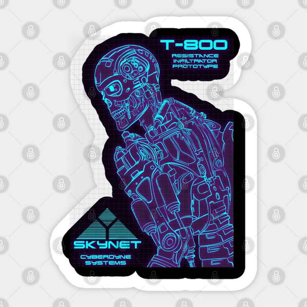 Terminator T-800 skynet 80s neon Slim Sticker by wet_chicken_lip